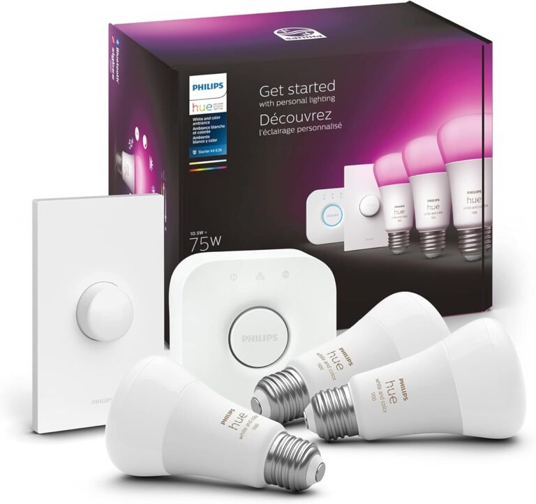 Philips Hue MAIN-54158 White Ambiance LED Starter Kit, 3 Multicolor A19 Bulbs